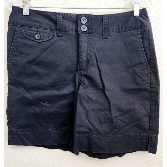 St John's Bay Black Double Button Zip Closure Bermuda Shorts 6 Lightweight Soft - Picture 1 of 4